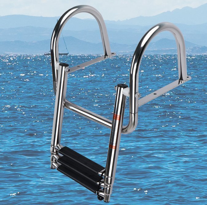ステンレスを厚くしますボート用下水はしごボートボート折りたたみはしご泳いで登るはしご浮く拍卖