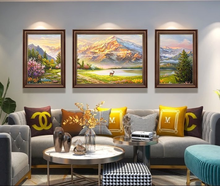 リビングの装飾の絵ソファの背景の壁の絵ヨーロッパ式の三連の絵贅沢なレストランアメリカ式の玄関の壁画ヨーロッパの掛け絵です拍卖