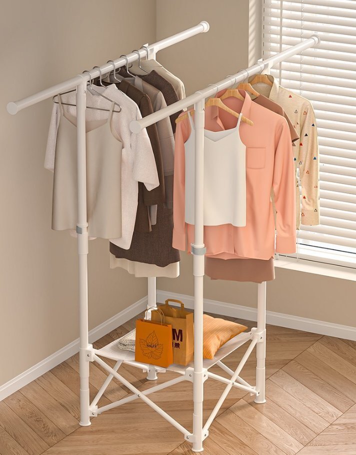 秒折り畳んで伸縮する衣干しハンガー家庭用の寝室の衣干しハンガーベランダに干し布団衣帽子掛け防風取付け免ます拍卖