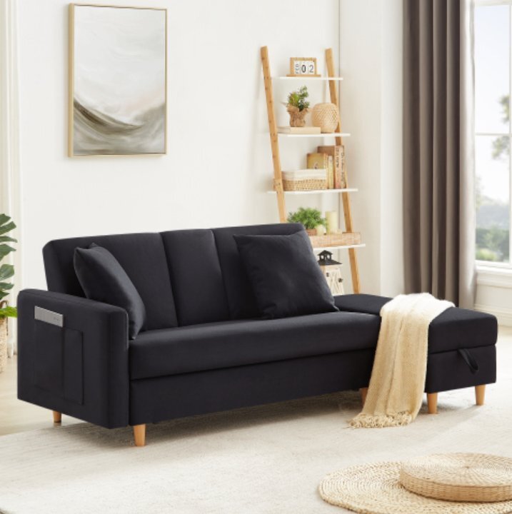 【国内発送】ソファ ソファーベッド カウチソファ 3人掛け オットマン付き 多機能ソファ 左右側とも取り付けるアームレスト たくさ拍卖