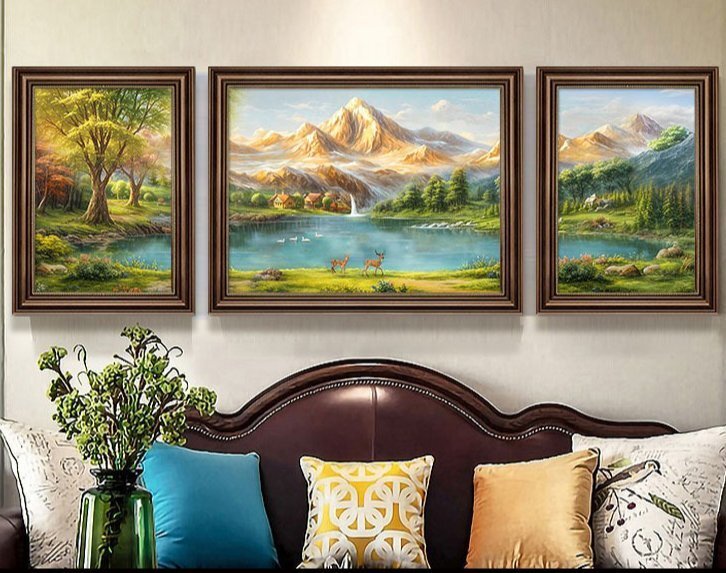 リビングの装飾の絵ソファの背景の壁の絵ヨーロッパ式の三連の絵贅沢なレストランアメリカ式の玄関の壁画ヨーロッパの掛け絵です拍卖