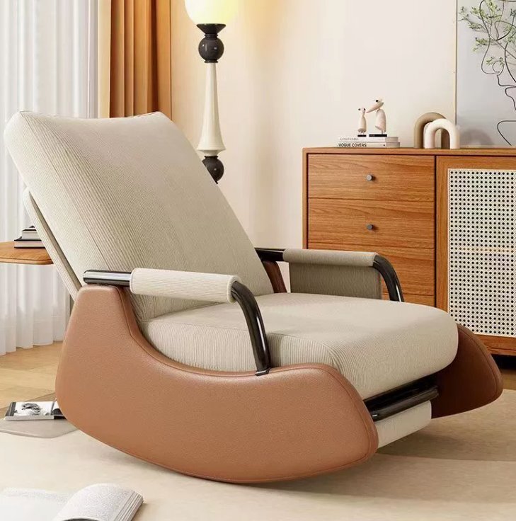 ロッキングチェア一人用大人用リクライニングチェア大人用レジャーバルコニー家庭用リビングルーム用レジャーチェア快適なソファ怠け者用ソ拍卖