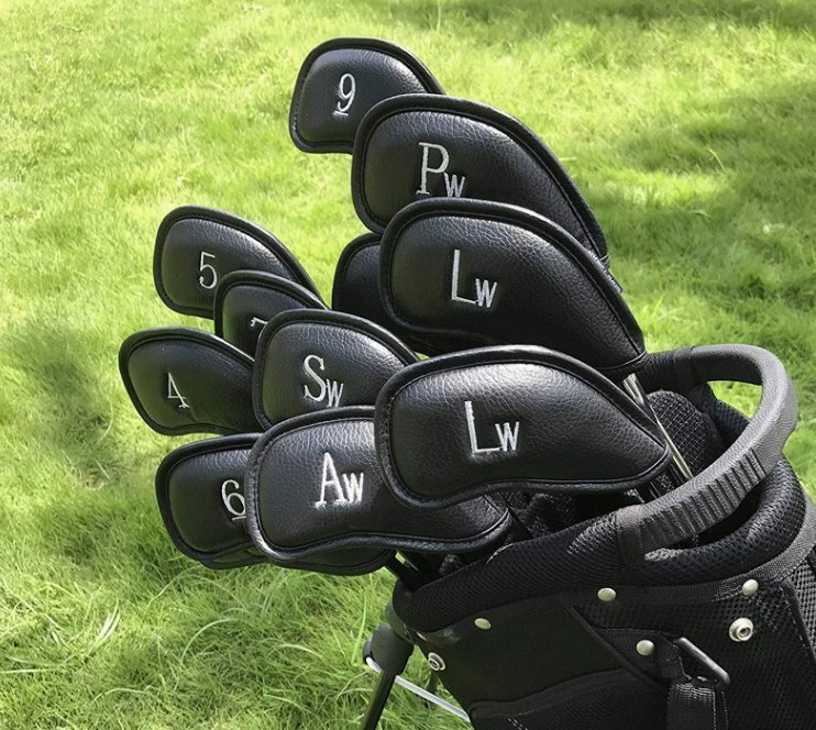 新型ゴルフクラブカバーpu革保護カバースクラッチ防止磨り止めデジタルアイアンカバー付き保護カバー12本拍卖