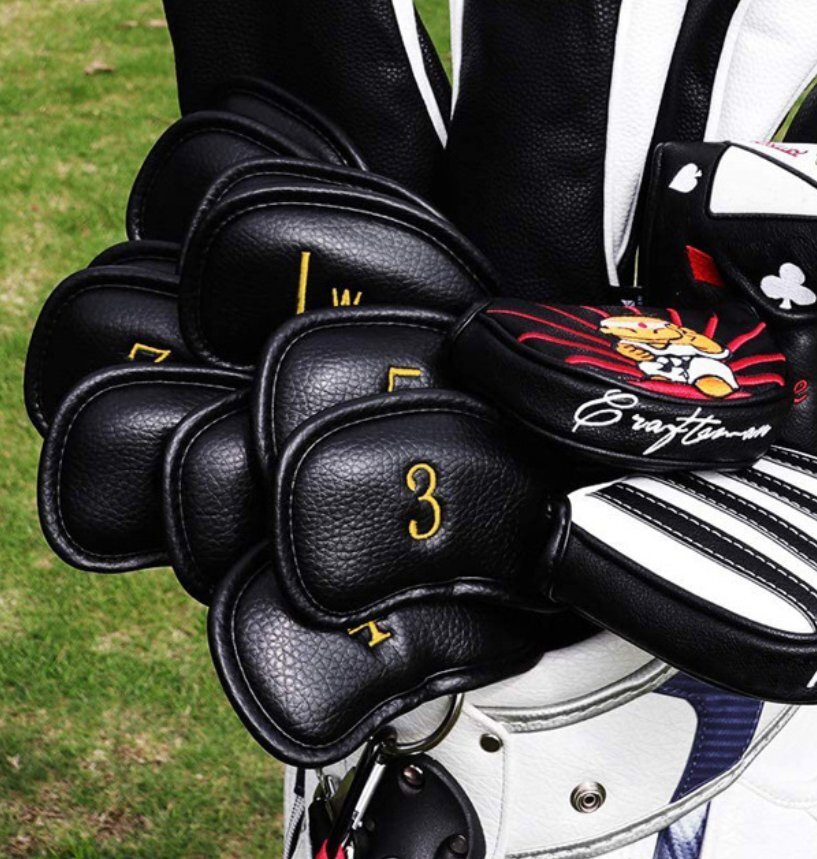 新型ゴルフクラブカバーpu革保護カバースクラッチ防止磨り止めデジタルアイアンカバー付き保護カバー12本拍卖