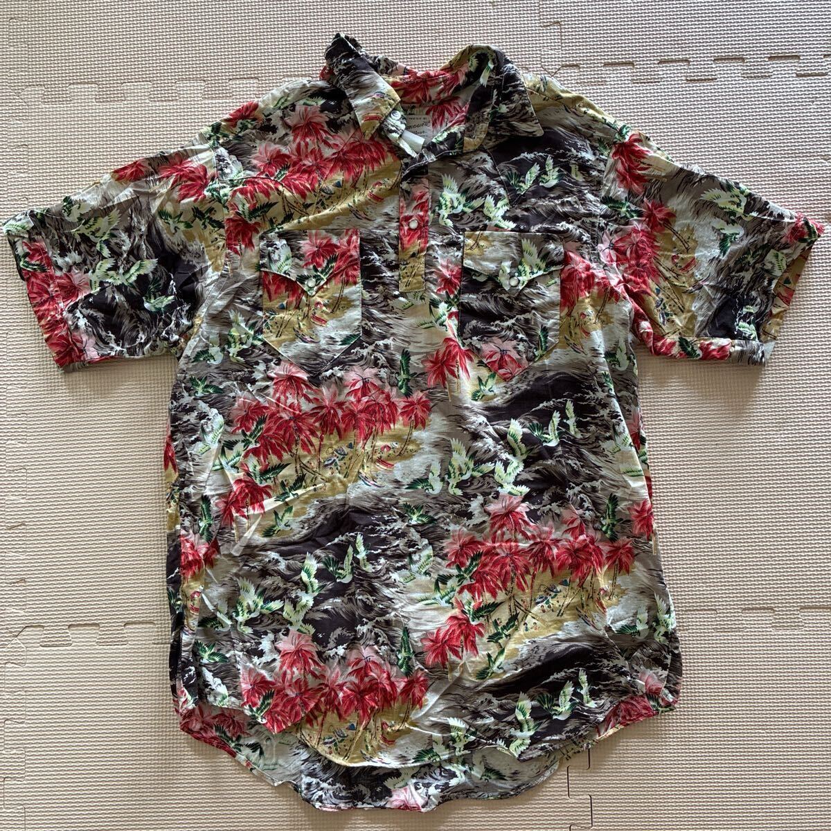 【Rock Mount】ロックマウント プルオーバー ウエスタン シャツ アロハ柄 L程度 16.5 No.16475拍卖