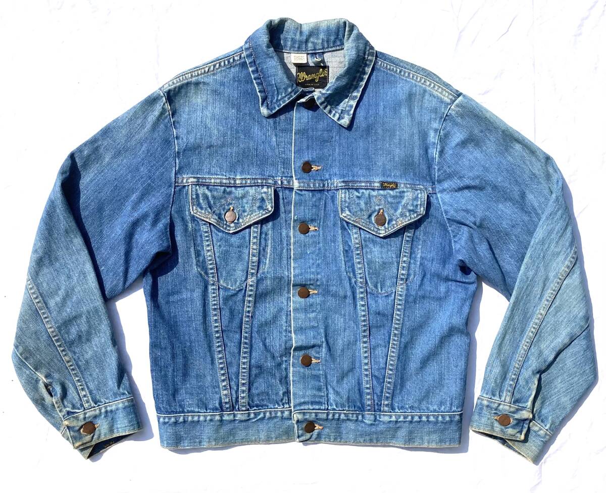 70s USA製 Wrangler 127MJ デニムジャケット 40 黒タグ ラングラー Gジャン ビンテージ 希少 サードタイプ 色落ち◎拍卖