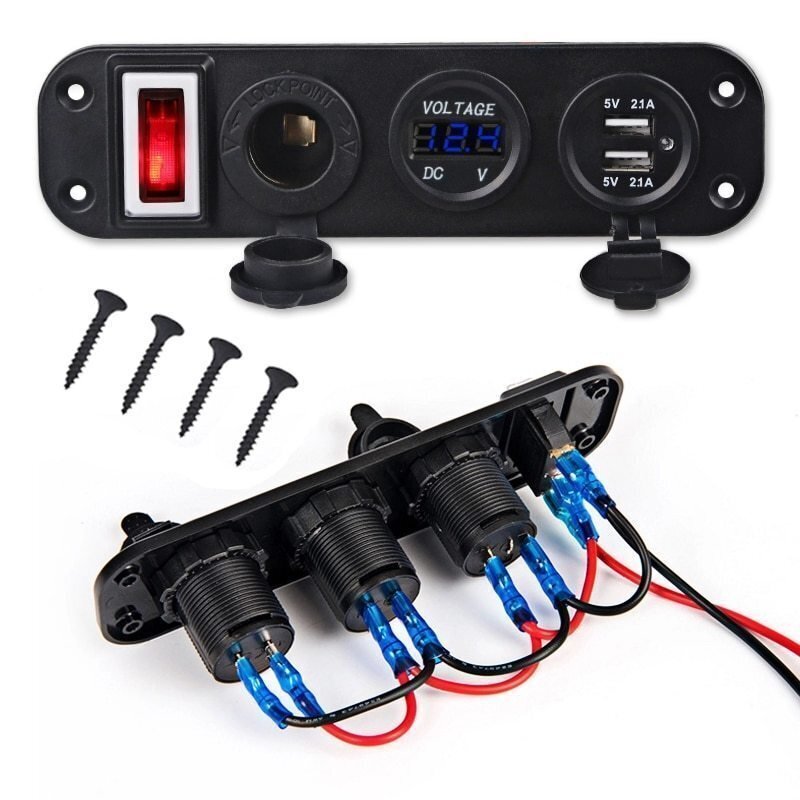 LRM4918★5V 2.1A + 2.1A ダブル USB 車の充電器 12V 24V Led ディスプレイデジタル電圧計シガーライター電源出口トグルスイッチパネル拍卖