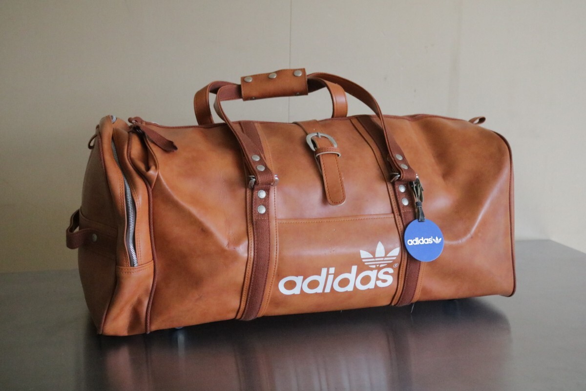 レア 希少 ヴィンテージ adidas アディダス レザー キャスター付 ボストンバッグ トレフォイルロゴ ブラウン 茶 日本製 JAPAN レトロ拍卖