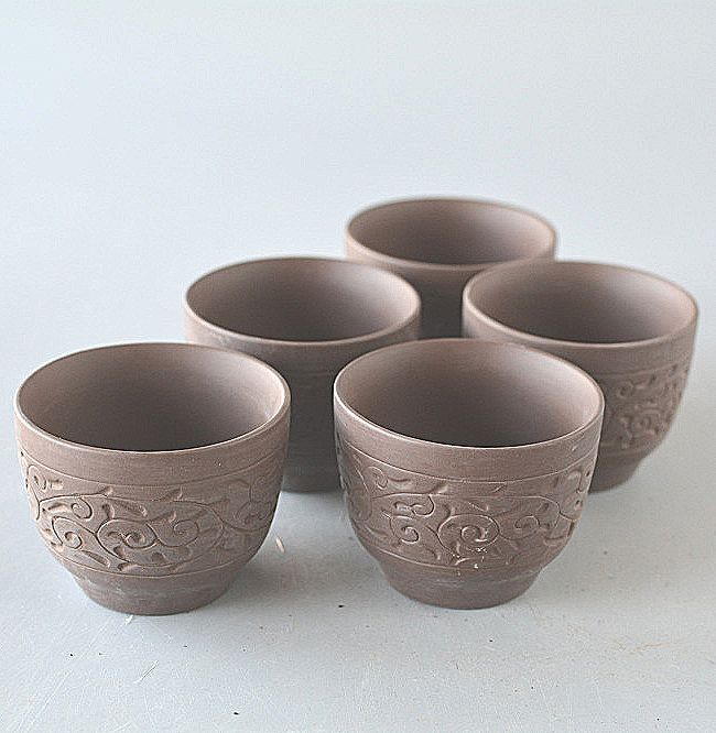 湯飲み 5個セット 唐草 民芸 小湯飲み ぐい飲み 酒器 湯呑み 中国茶 茶杯拍卖