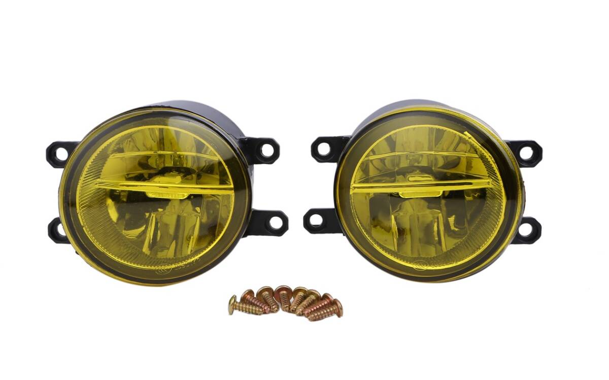 トヨタ 30系 イエロー 黄色 LED フォグ ランプ ユニット 汎用 左右 セット プリウス 40 プリウスα 10 アクア 等 後付 社外品拍卖