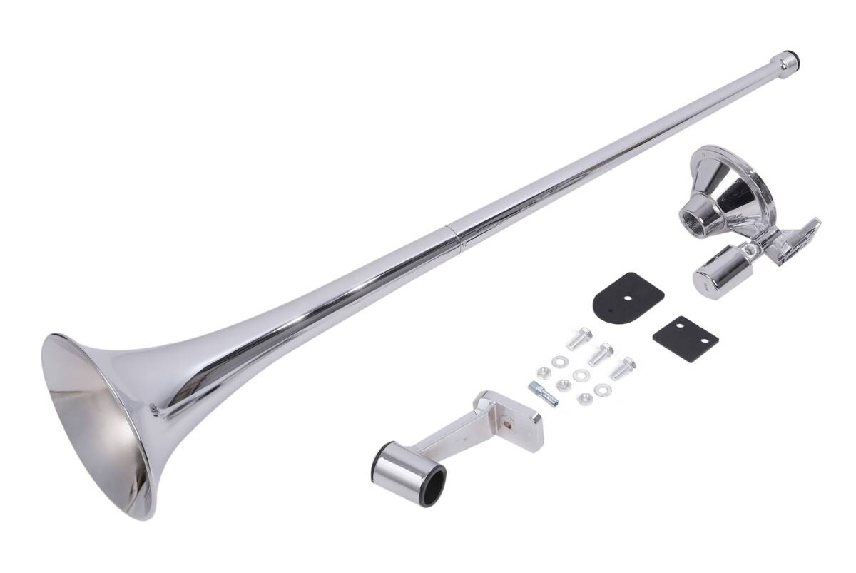 12V 24V 兼用 丸型 ビッグホーン 1000mm ラッパ エアーホーン アルミ製 ヤンキーホーン マリーン レトロ デコトラ トラック 野郎 汎用品拍卖