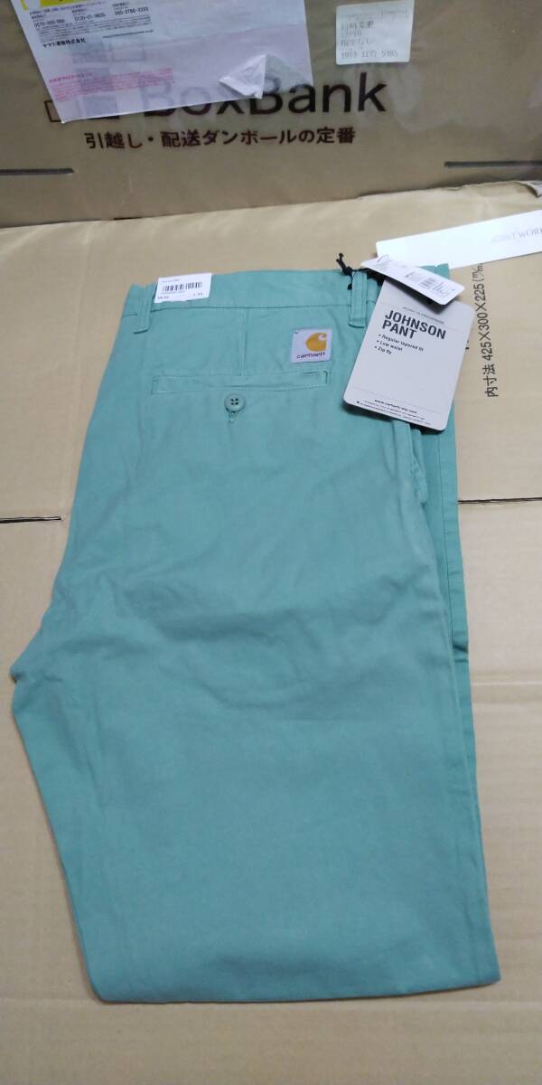未使用自宅保管品 Carhartt カーハート JOHNSON PANT カラーグリーン系 サイズ30拍卖