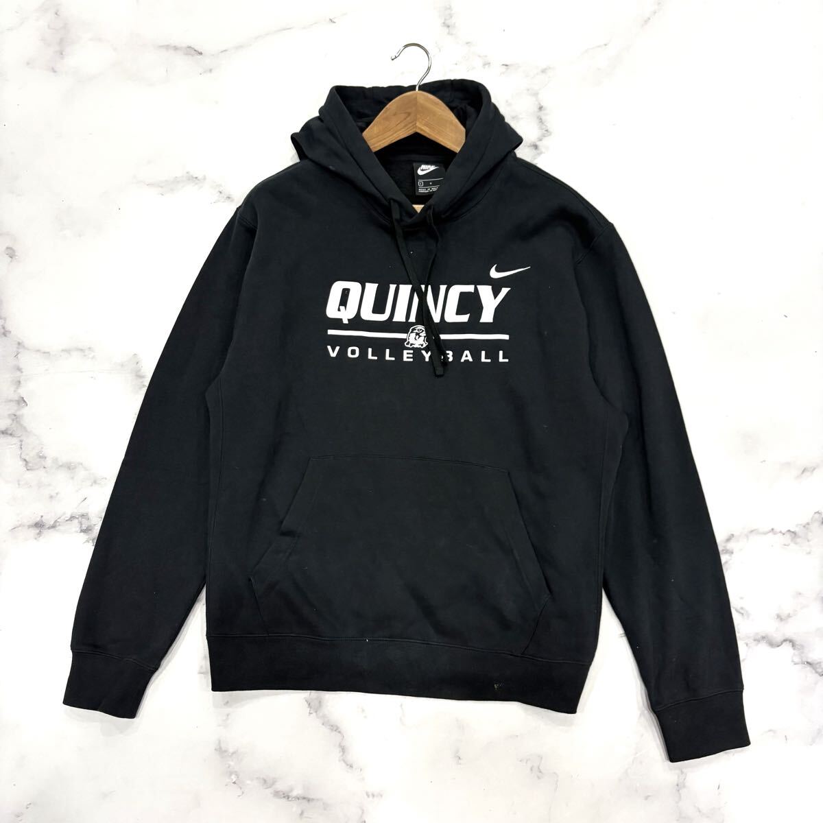 M■ 着心地抜群!! '洗練されたデザイン' NIKE ナイキ 裏起毛 スウェット プルオーバー パーカー L メンズ 上着 フーディー 古着 ブラック系拍卖