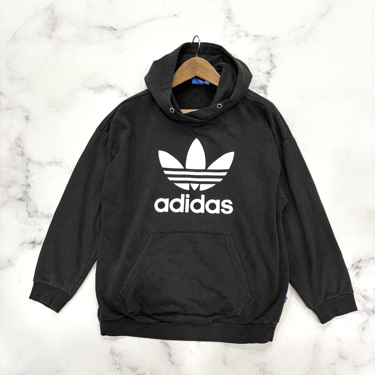 M ■ 18年製 '人気 トレフォイル柄' adidas originals アディダスオリジナルス 高品質 スウェット プルオーバー パーカー 4XOT フーディー拍卖