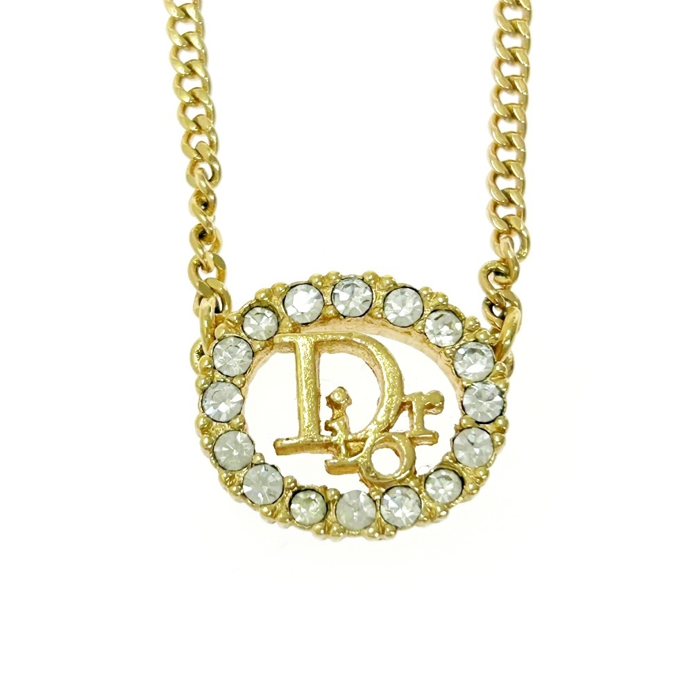 Christian Dior クリスチャンディオール GP ラインストーン Diorロゴ オーバル ネックレス レディース ゴールド 424315 ネックレス拍卖