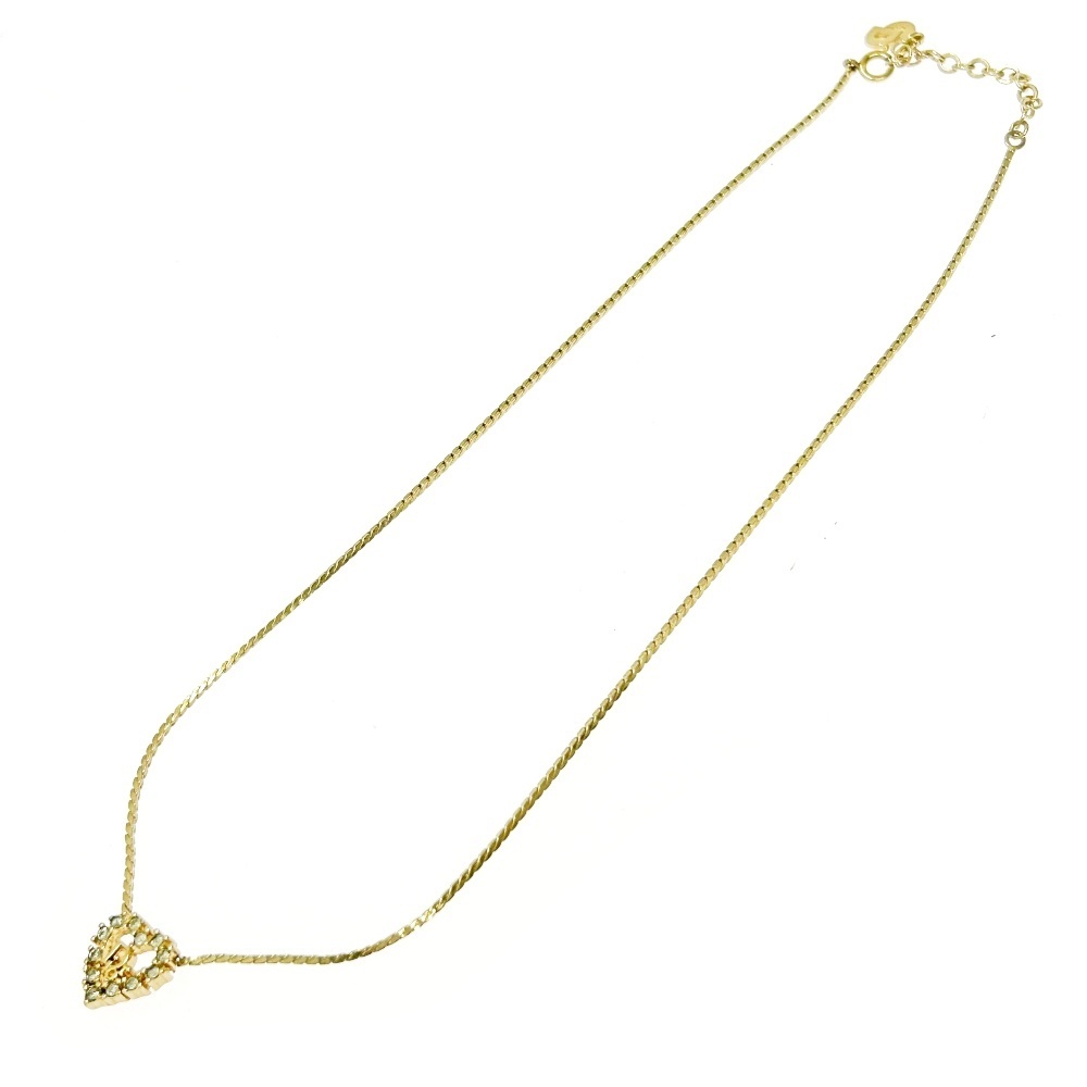 Christian Dior クリスチャンディオール GP ラインストーン Diorロゴ ハート ネックレス ゴールド 440468 ネックレス拍卖