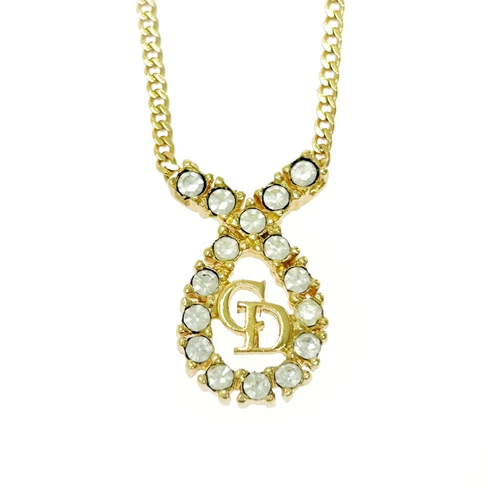 Christian Dior クリスチャンディオール GP ラインストーン CDロゴ ネックレス ゴールド 409737 ネックレス拍卖
