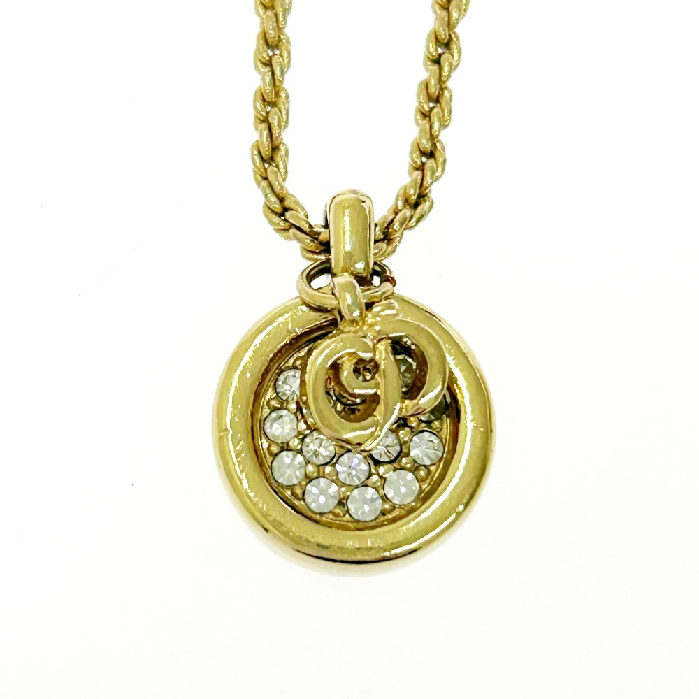 Christian Dior クリスチャンディオール GP ラインストーン CDロゴ ネックレス ゴールド 408924 ネックレス拍卖