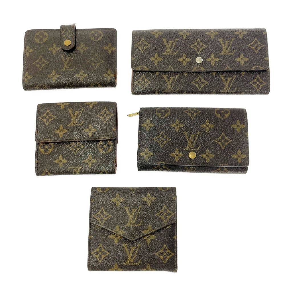 【ジャンク品含む】 LOUIS VUITTON ルイ・ヴィトン モノグラム PVC 財布5点セット ブラウン 414856 二つ折り財布拍卖