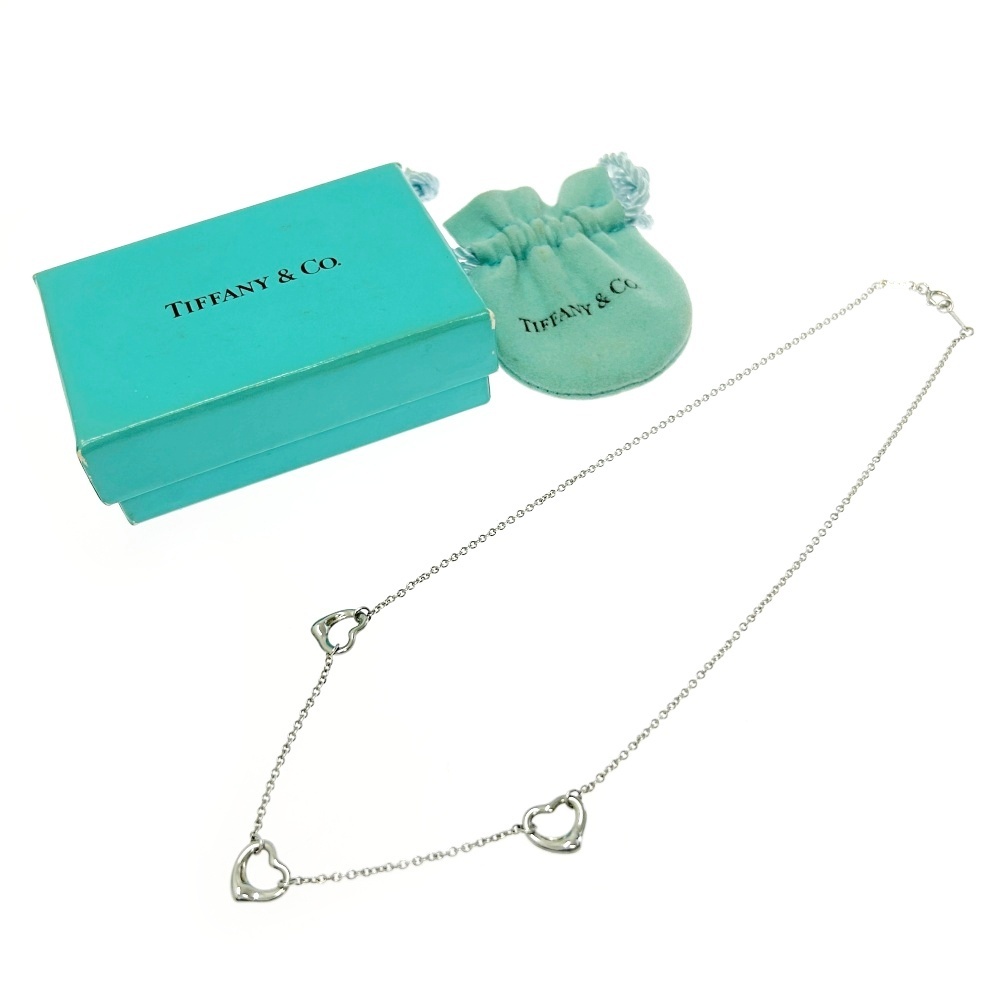 【箱付き】 TIFFANY&Co. ティファニー シルバー エルサペレッティ オープンハート 3連 ネックレス 4.3g 925刻印 404774 ネックレス拍卖
