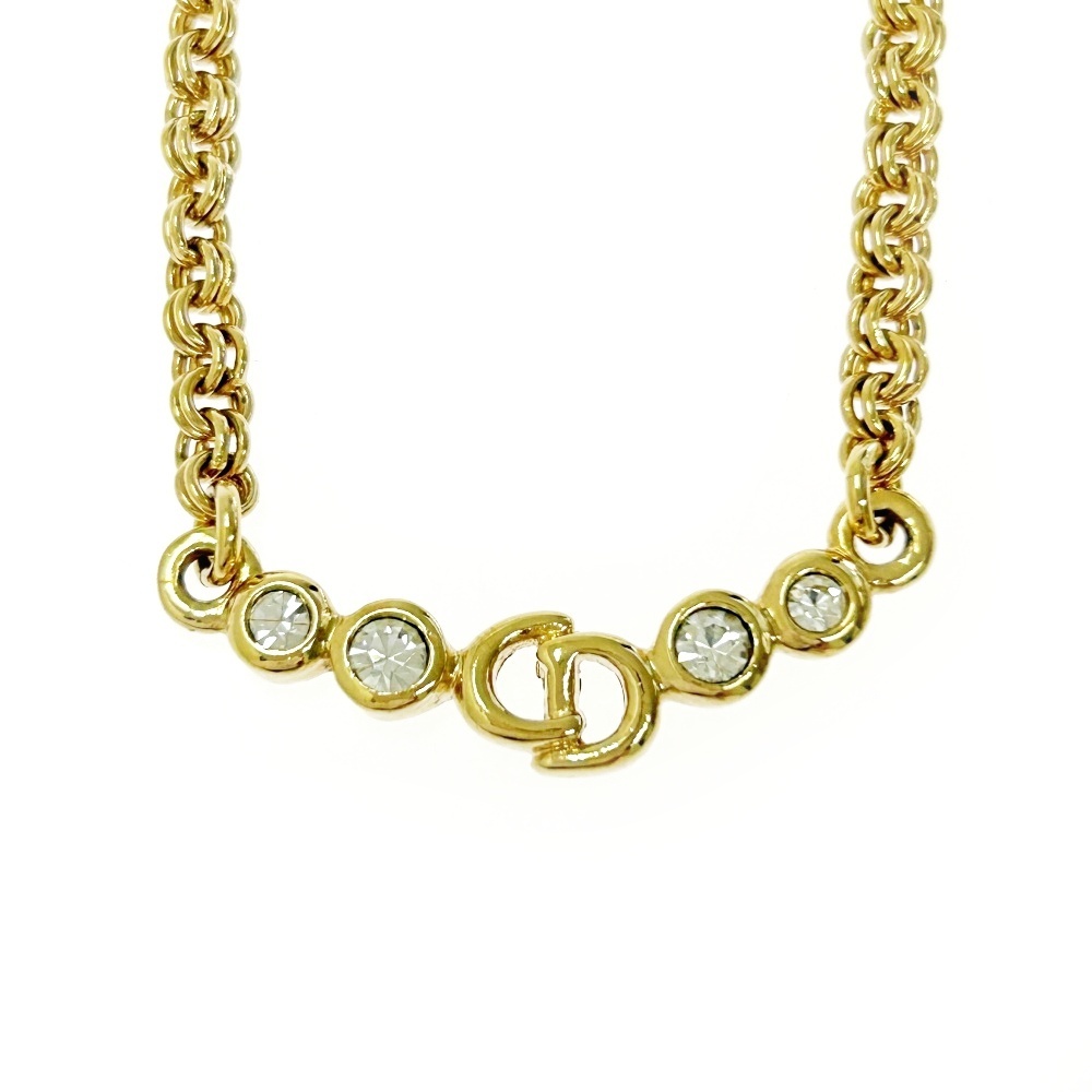 Christian Dior クリスチャンディオール GP ラインストーン CDロゴ ネックレス レディース ゴールド 404730 ネックレス拍卖