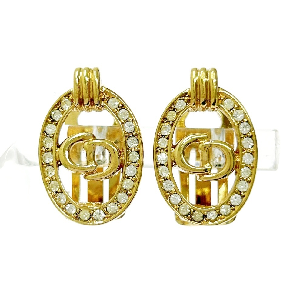 Christian Dior クリスチャンディオール GP ラインストーン CDロゴ イヤリング レディース ゴールド 414302 イヤリング拍卖