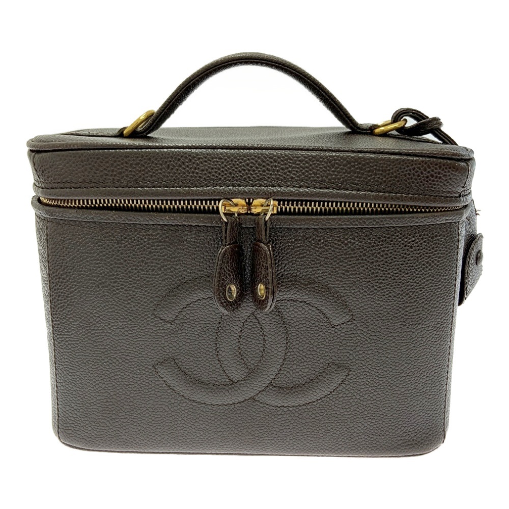 CHANEL シャネル キャビアスキン 2WAY バニティバッグ ブラウン 424966 ハンドバッグ拍卖