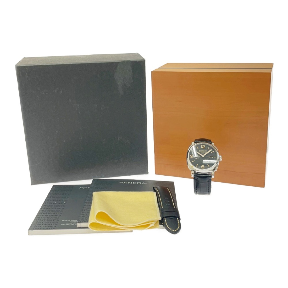 【箱付き】 OFFICINE PANERAI オフィチーネパネライ PAM00628 SS/レザー ラジオミール 1940 GMT 自動巻き メンズ ブラック 411457 腕時計拍卖