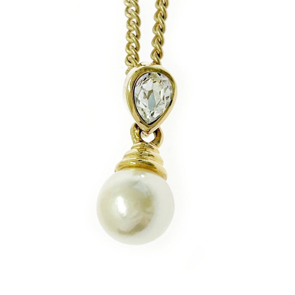 Christian Dior クリスチャンディオール GP ラインストーン フェイクパール ネックレス レディース ゴールド 414280 ネックレス拍卖