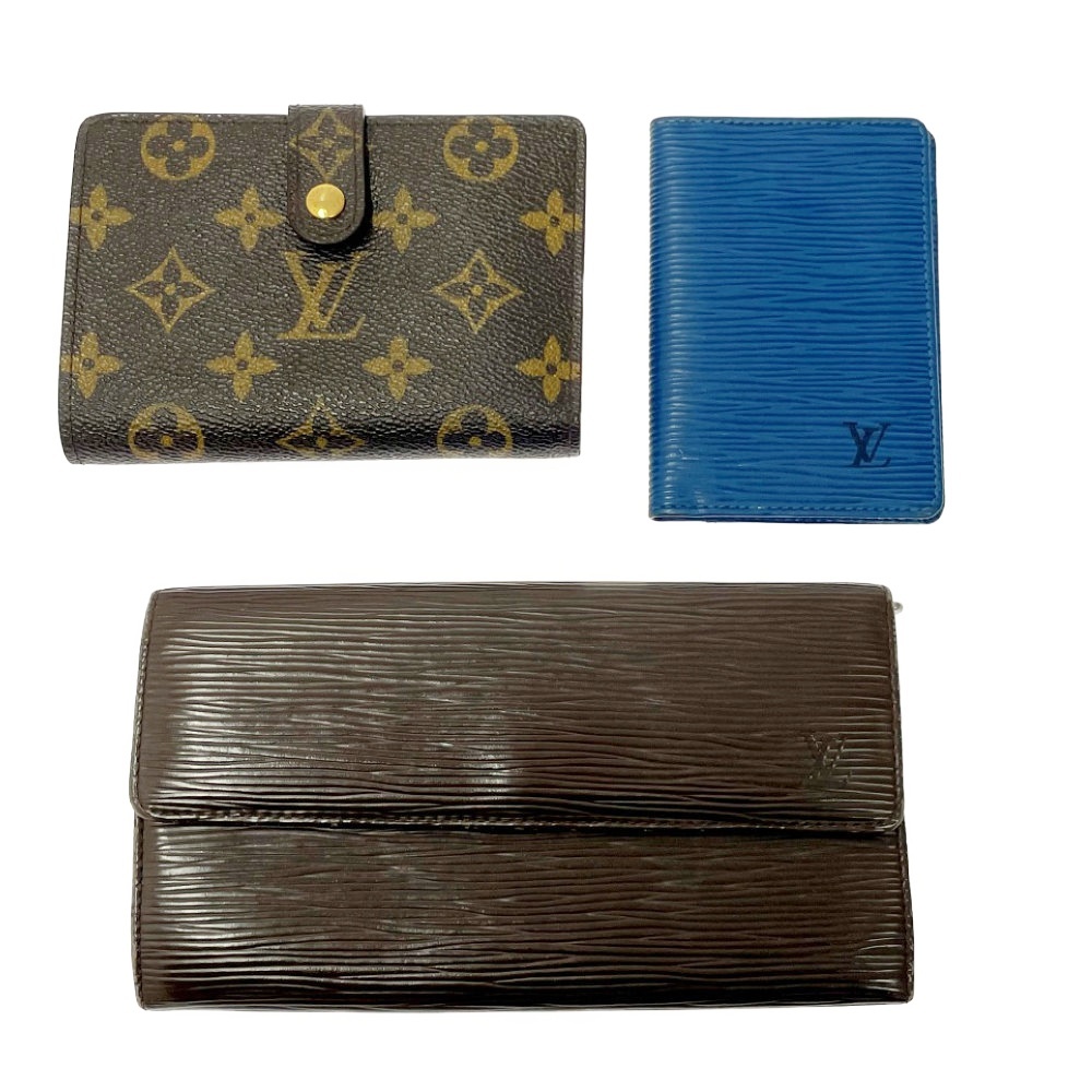 【ジャンク品含む】 LOUIS VUITTON ルイ・ヴィトン モノグラム PVC 財布3点セット ブラウン 395752 二つ折り財布拍卖