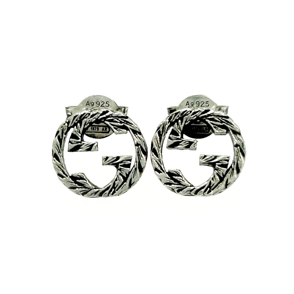 【箱付き】 GUCCI グッチ シルバー インターロッキングG アラベスク ピアス 2.9g 925刻印 396511 ピアス拍卖