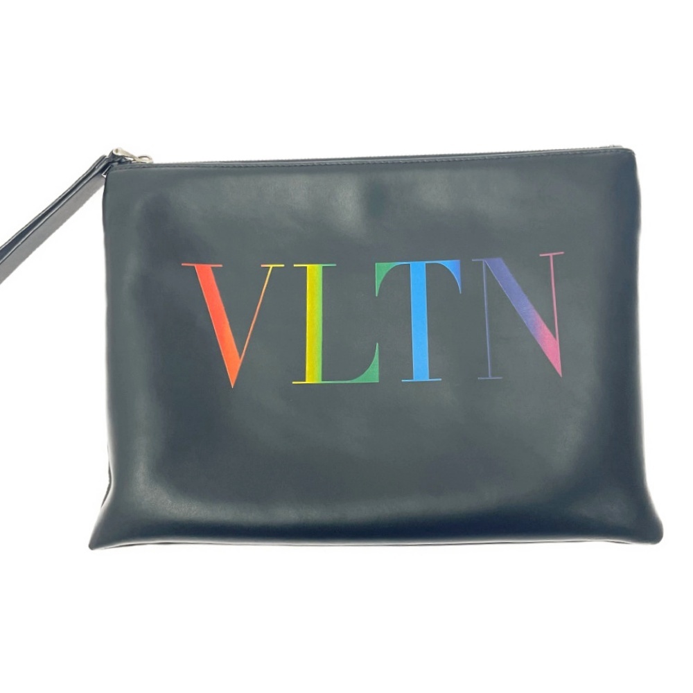 【箱付き】 Valentino Garavani ヴァレンティノ・ガラヴァーニ レザー ロゴ クラッチバッグ ブラック 407292 クラッチバッグ拍卖