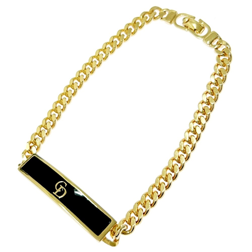 Christian Dior クリスチャンディオール GP CDロゴ プレート ブレスレット ゴールド ブラック 346825 ブレスレット拍卖