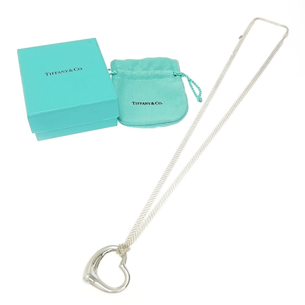 【箱付き】 TIFFANY&Co. ティファニー シルバー オープンハート メッシュチェーン ネックレス 24.2g 925刻印 307025 ネックレス拍卖