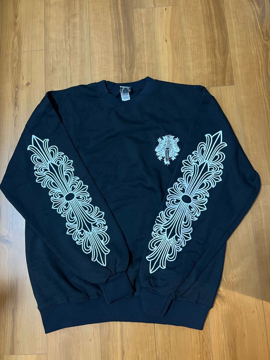 極上品! 未使用(新品)希少ヴィンテージ クロムハーツダガー&両腕ロゴ入り トレーナー ブラック Lサイズ拍卖