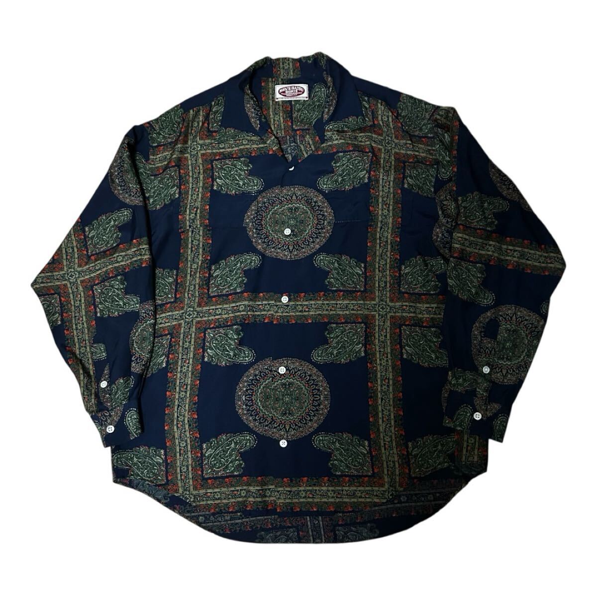 希少 90s MEN'S BATSU ペイズリー柄 オープンカラーシャツ 長袖拍卖