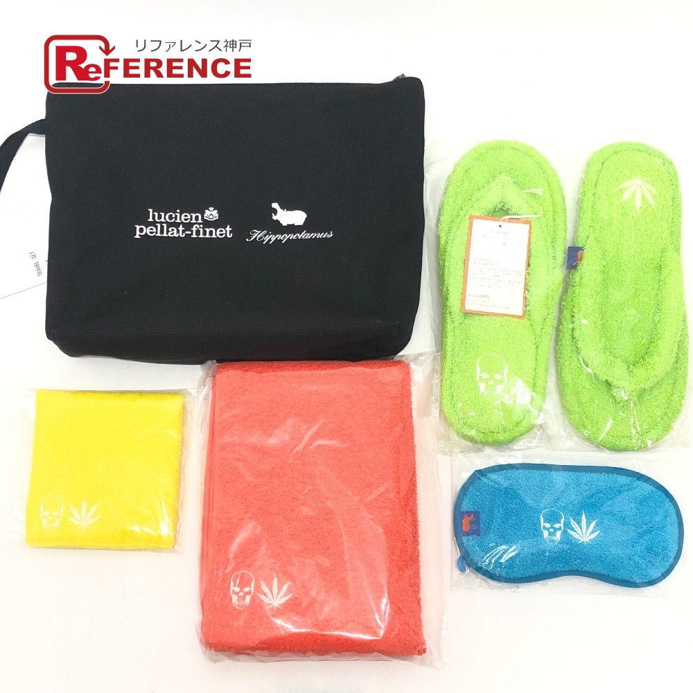 未使用 Lucien Pellat-Finet ルシアンペラフィネ スカル 雑貨 セット タオル ヒポポタマス コラボ トラベルケース ブラック メンズ【中古】拍卖