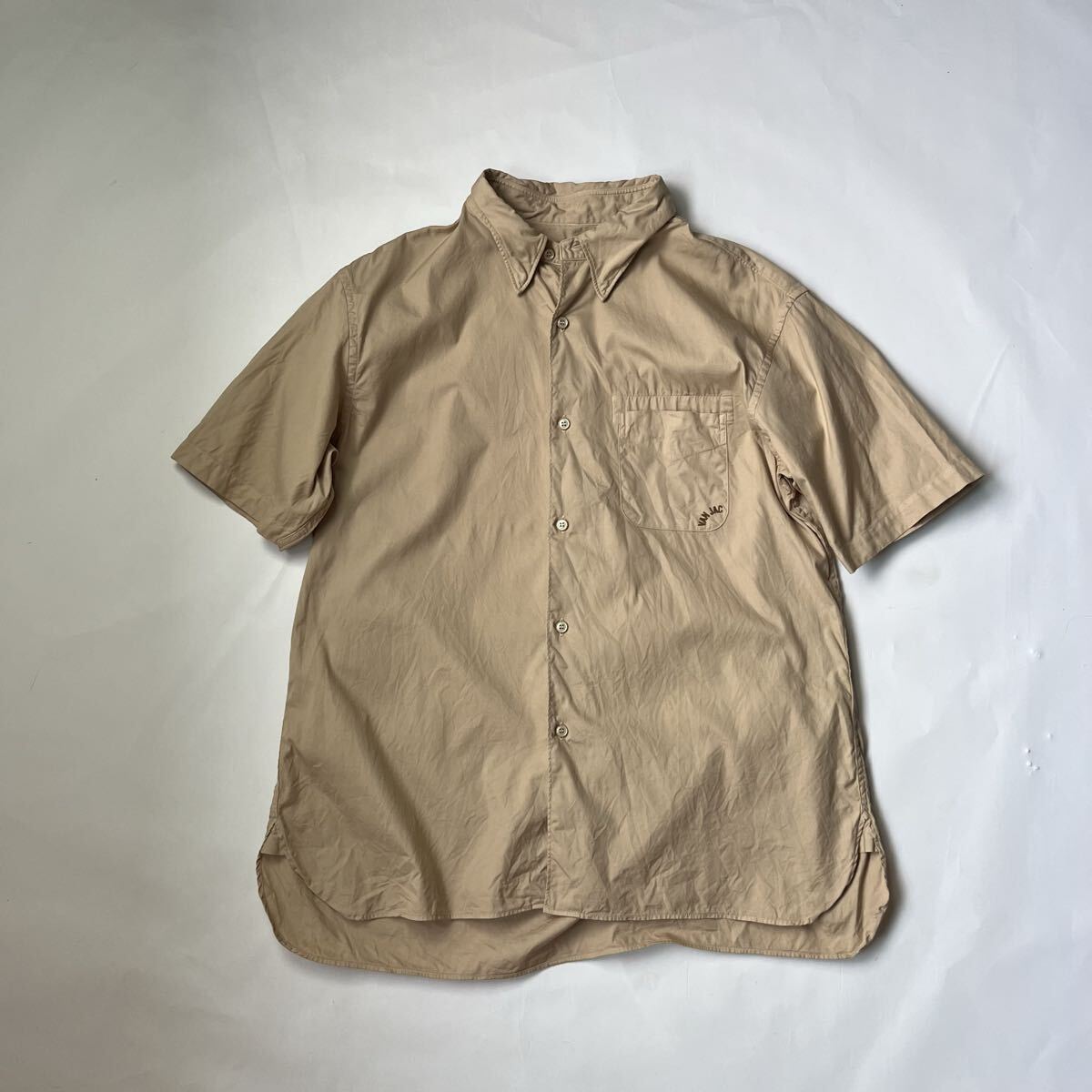 VAN 半袖シャツ ワーク ミリタリー XL ベージュ ロゴ拍卖