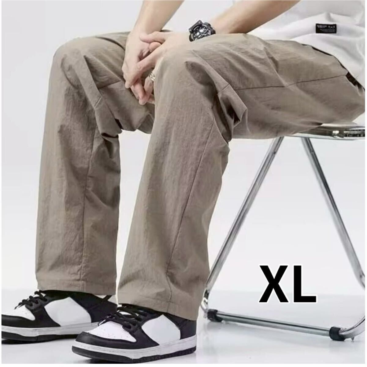 メンズ イージーパンツ 薄手 ワイドパンツ ストレート ストレッチ カジュアル ベージュ XL LL 2L拍卖