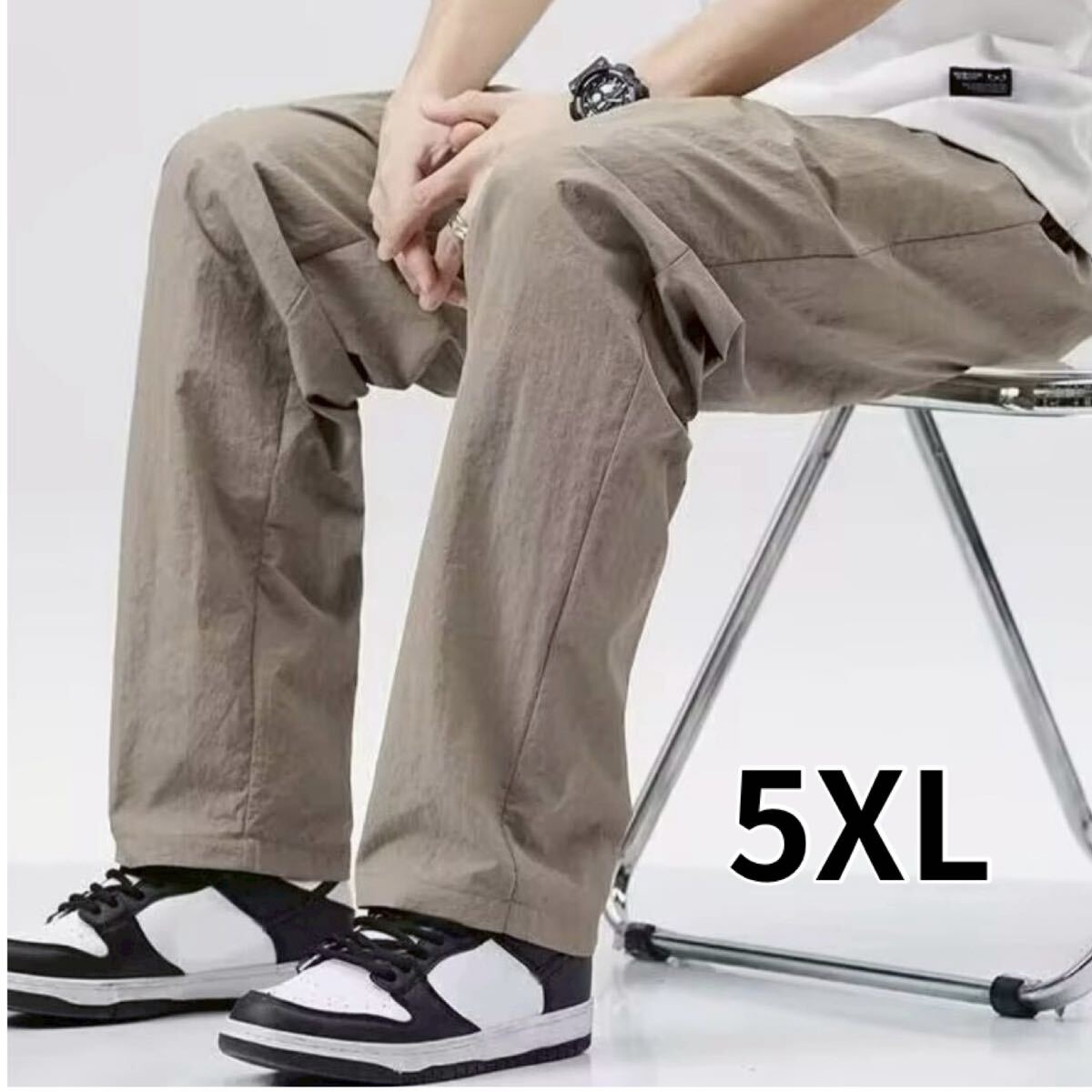 メンズ イージーパンツ 薄手 ワイドパンツ ストレート ストレッチ カジュアル ベージュ 5XL 6L拍卖