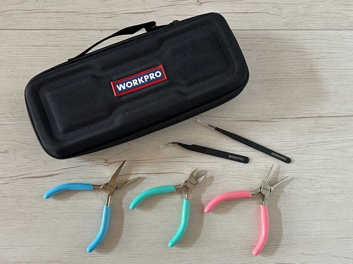 WORKPRO ワークプロ 手芸・アクセサリー用工具セット 丸ペンチ ニッパー 平ペンチ ピンセット 【美品】YE8054TUD 【送料無料/匿名配送】拍卖