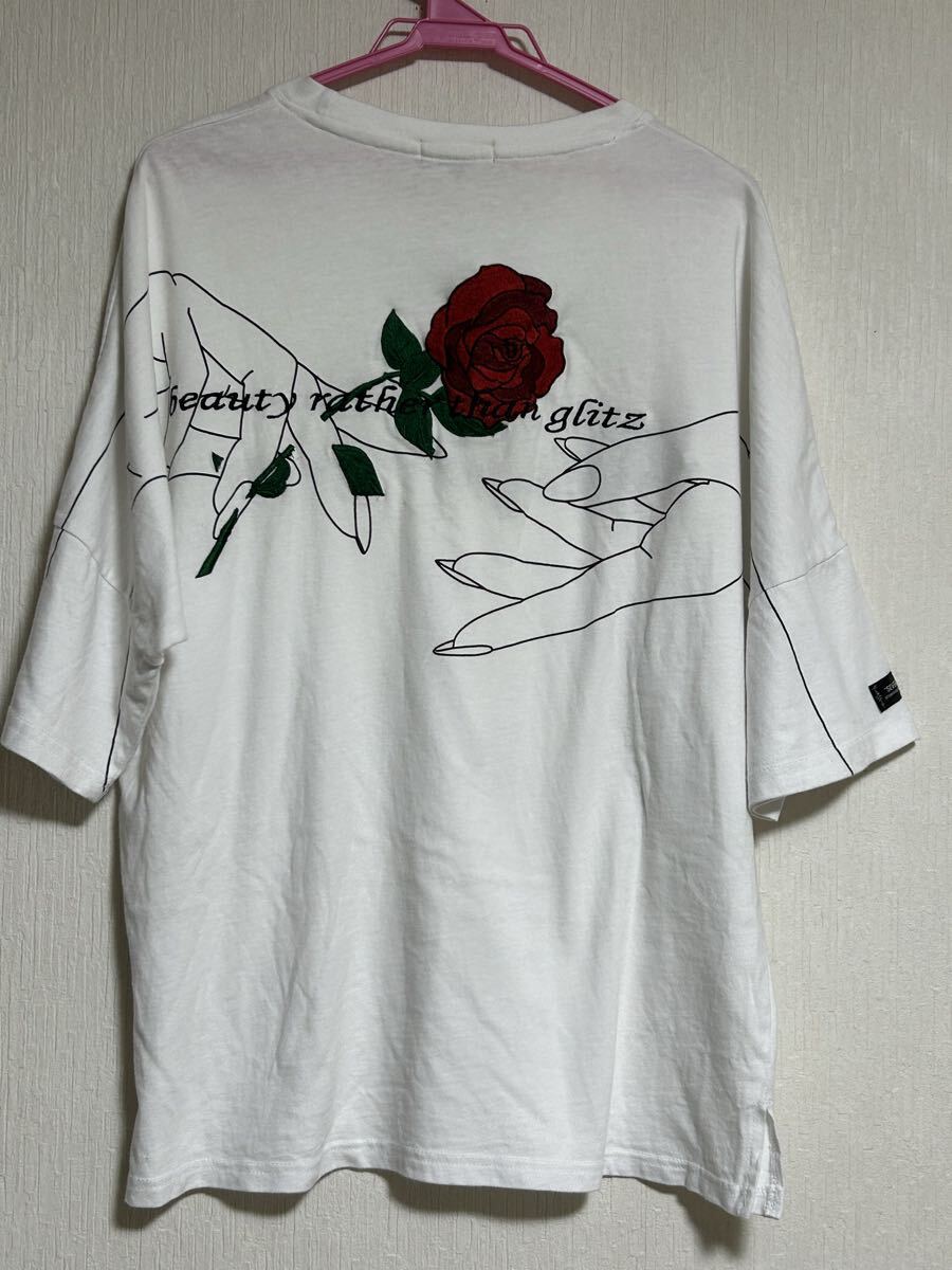 RE730 ローズ刺繍 オーバーサイズ Tシャツ拍卖