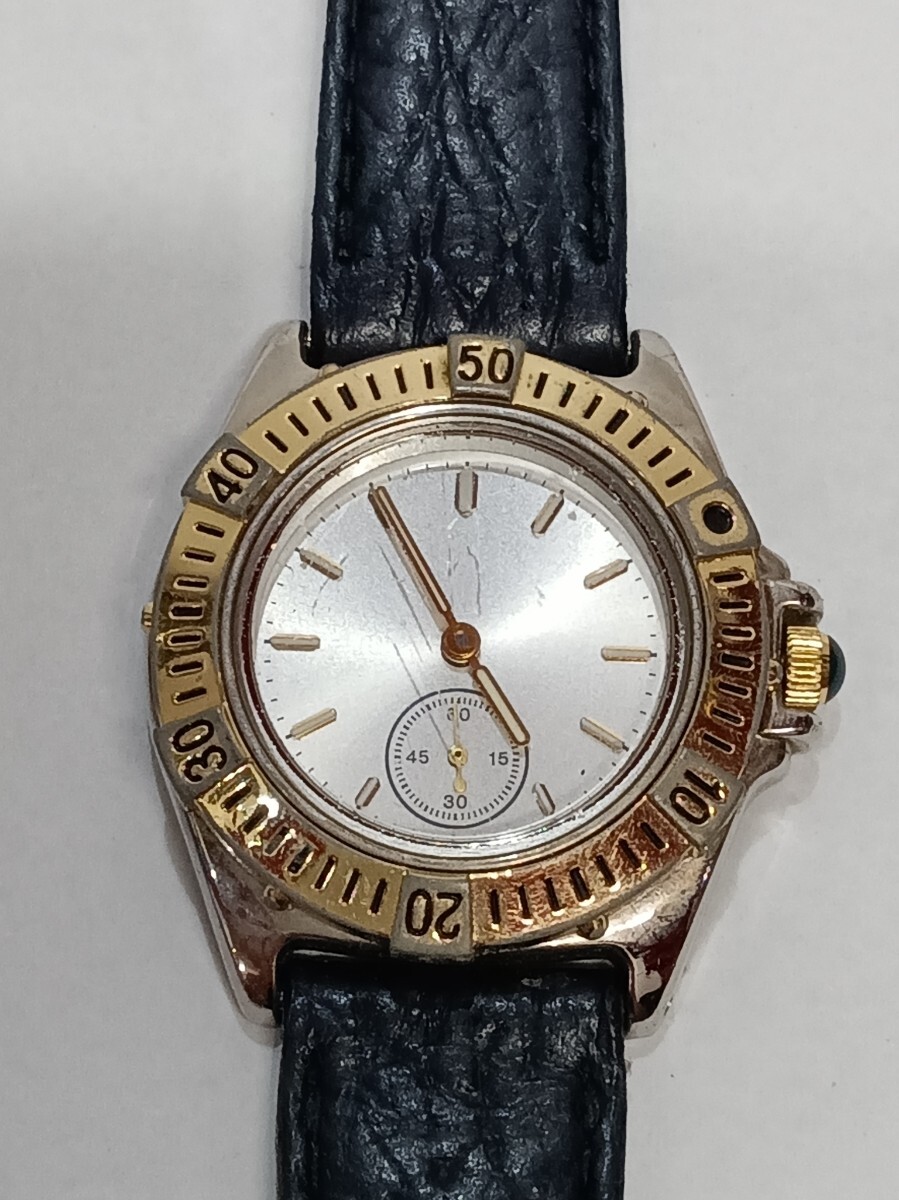 NOEVIR レディース ブラックレザーベルト 腕時計 クオーツ BASE METAL BEZEL 6L40-N116 電池切れの為動作未確認 ノエビア 中古拍卖