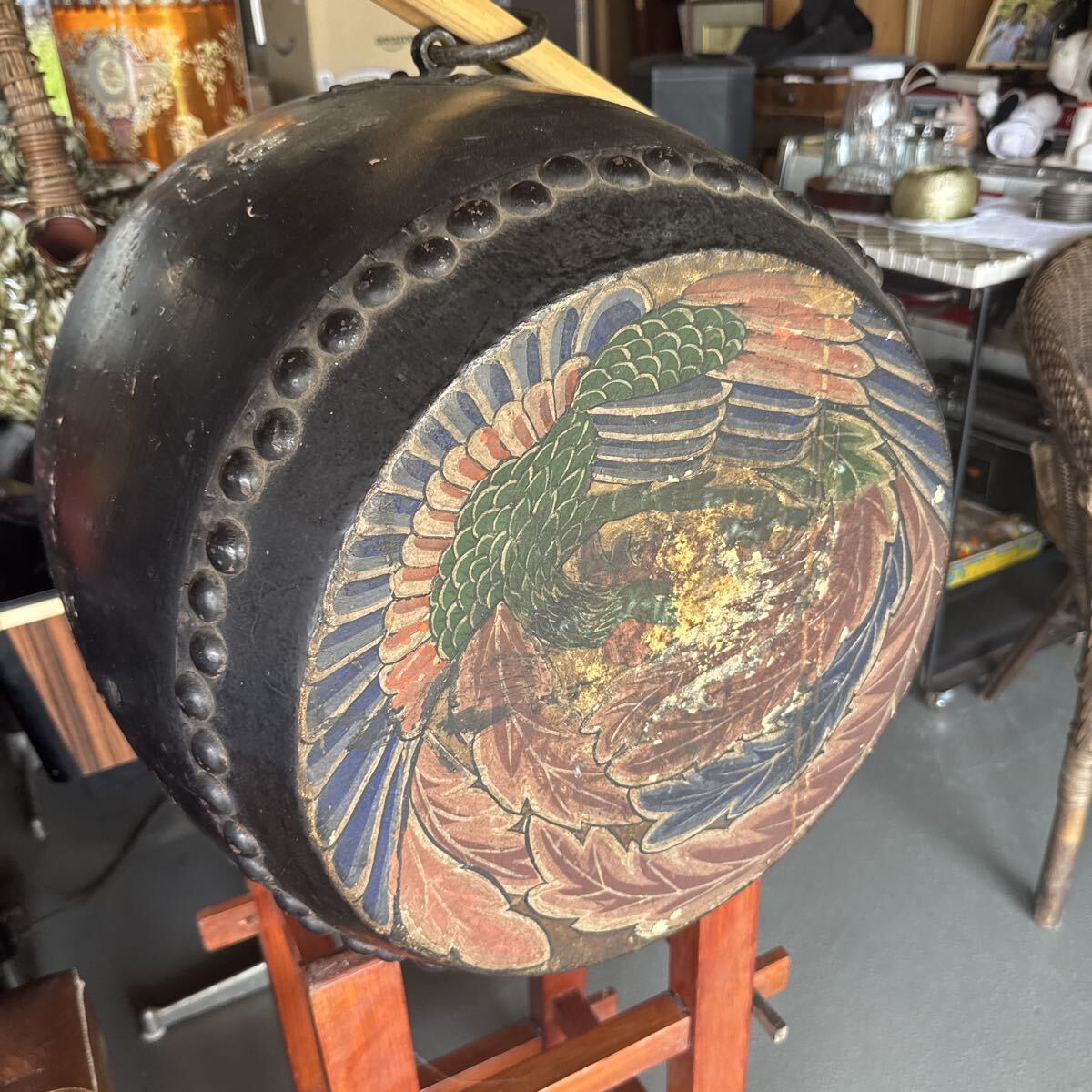 時代品 太鼓 台座付き お祭り 神社 イベント拍卖