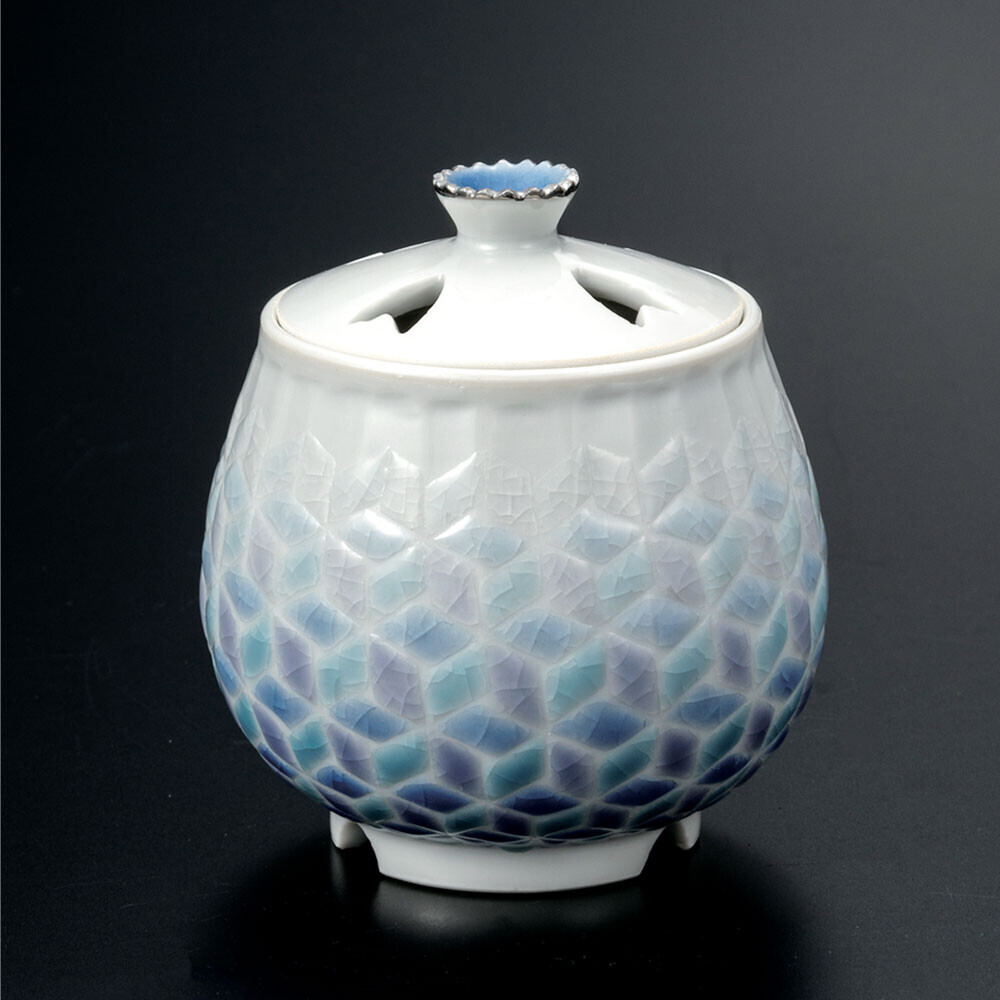 九谷焼! 南 幸 ☆紅掛空色・香炉☆ K9-2075 新品 茶道具 リラクゼーション ギフト拍卖