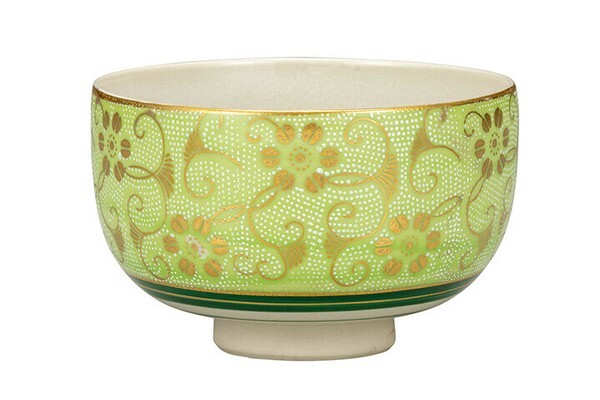 九谷焼! ☆白粒鉄仙きみどり・抹茶碗☆ K9-8743 新品 茶道具 茶器 ギフト拍卖