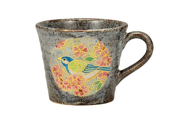 九谷焼! ☆金桜花鳥・マグカップ☆ K9-942 新品 茶器 コーヒー 紅茶 ミルク ラテ エスプレッソ カプチーノ ギフト拍卖