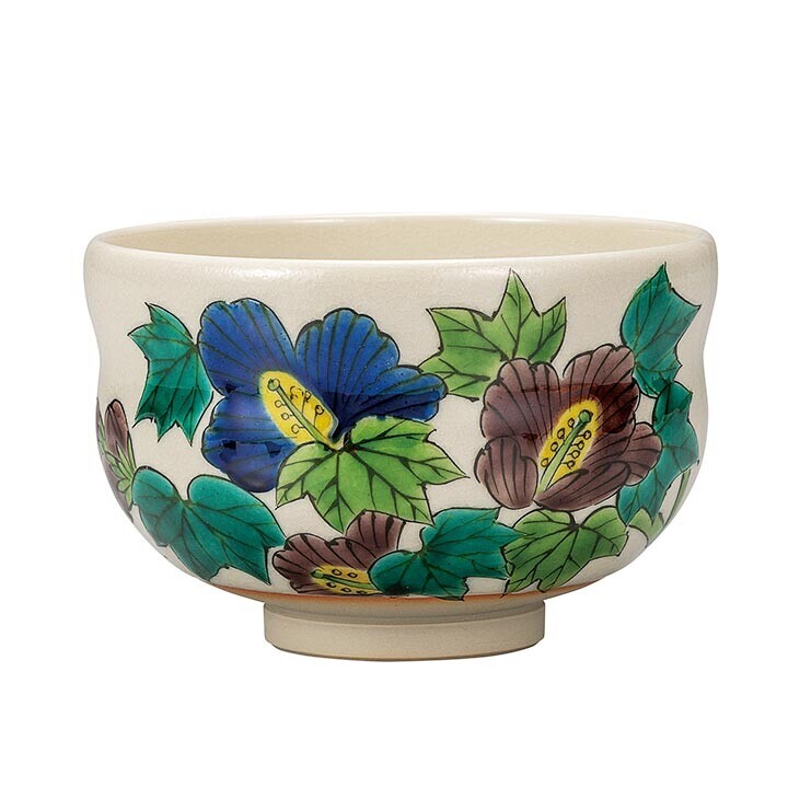 九谷焼! ☆色絵芙蓉・抹茶碗☆ K9-8621 新品 茶道具 茶器 ギフト拍卖