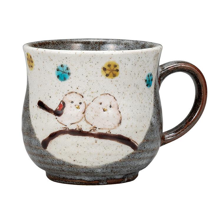 九谷焼! 双鳩窯 ☆シマエナガ・マグカップ☆ K9-960 新品 茶器 コーヒー 紅茶 ミルク ラテ エスプレッソ カプチーノ ギフト拍卖