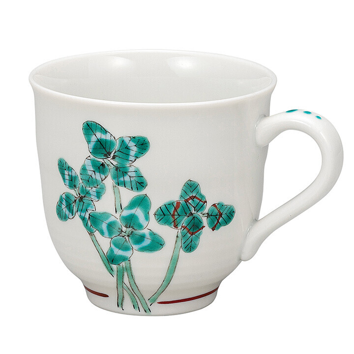 九谷焼! 大志窯 ☆クローバー・マグカップ☆ K9-989 新品 茶器 コーヒー 紅茶 ミルク ラテ エスプレッソ カプチーノ ギフト拍卖